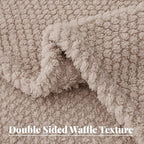 Whale Flotilla Queen Size Fuzzy Fleece Blanket for Bed, 90x90 Inch Fluffy Warm Soft Jacquard Blankets for All Season, Lightweight and Cozy, Camel