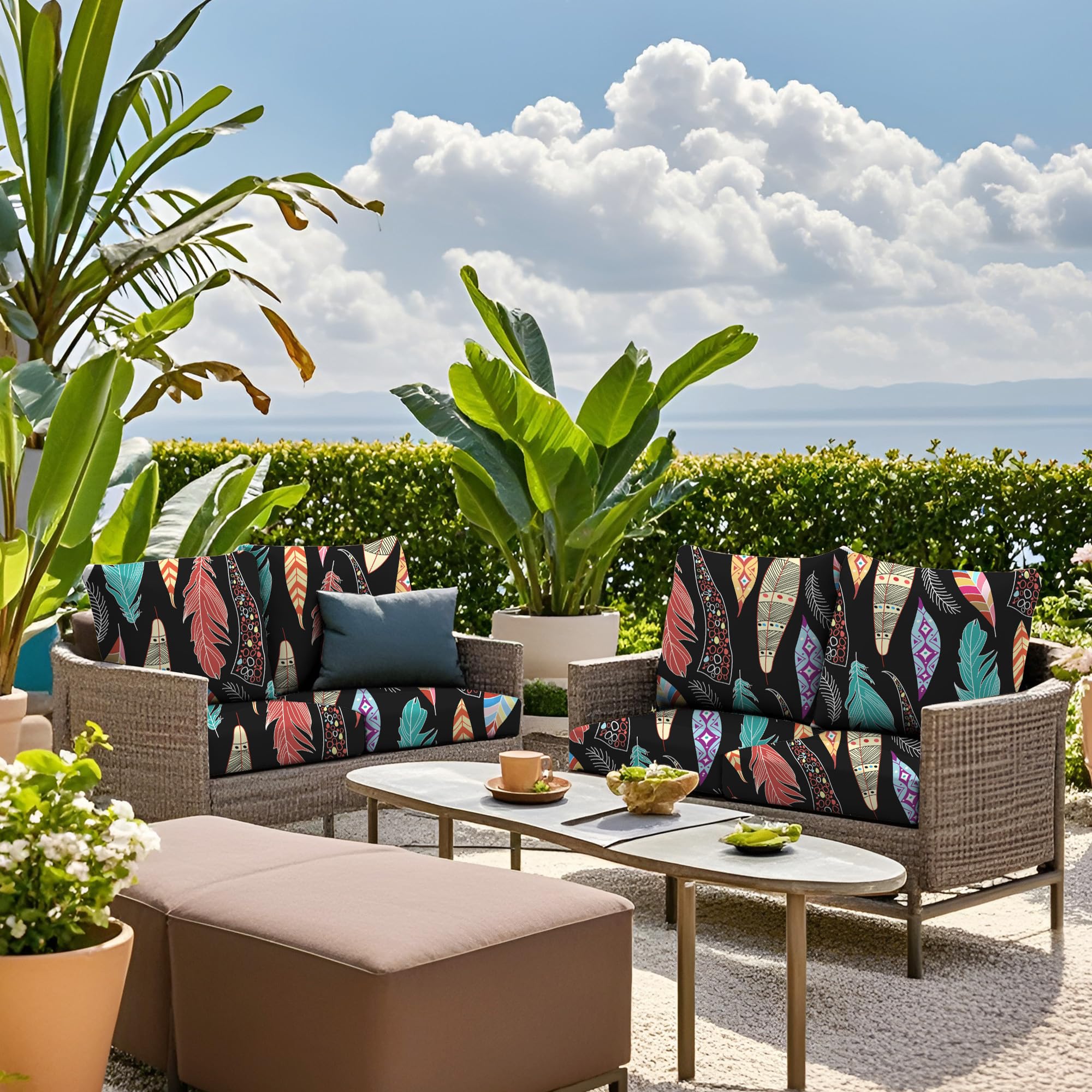 SUKAIKEQA 8PCS Patio Cushion Covers.Patio Furniture Couch SeatSlipcovers