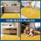 OLANLY Dog Door Mat for Muddy Paws 30x20, Paw Print Design, Absorbs Moisture and Dirt, Absorbent Non-Slip Washable Doormat, Quick Dry Chenille Mud Mat for Dogs, Entry Indoor Entryway Carpet, Yellow