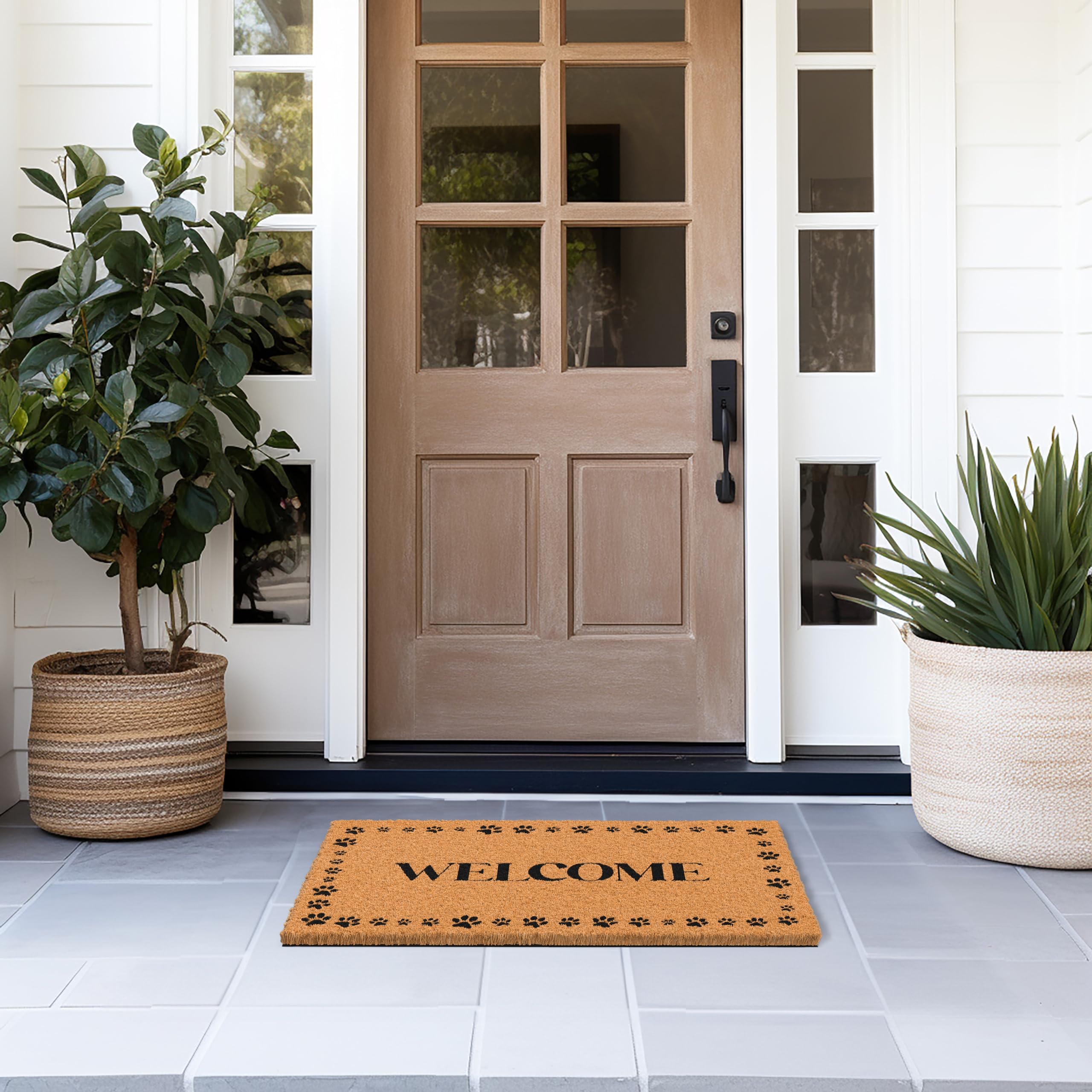 Barnyard Designs Natural Coco Coir Non-Slip Doormat (17x30, Welcome Paws)