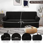 U-NICE HOME Stretch Couch Cover Sofa Cover Sofa Slipcover Furniture Protector for 3 Cushion Couch Sofa Pet Friendly(Sofa, Black)