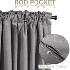 100% Blackout Shield Linen Blackout Curtains for Bedroom 63 Inches Long, Back Tab/Rod Pocket Living Room Drapes, Thermal Insulated Blackout Curtains 2 Panels Set, 50" W x 63" L, Darkgray