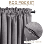 Faux Linen Total Blackout Curtains for Bedroom 84 Inches Long, Darkgray