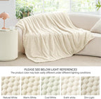 BEDELITE Fleece Blanket Twin for Bed Couch, 3D Jacquard Decorative Cream Throw, Soft Cozy Warm Plush Fuzzy, 60x80Inches