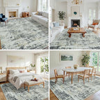 5x7 Washable Area Rug for Living Room Bedroom: Non-Slip Modern Black Gray