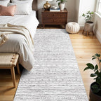 2x6 Washable Hallway Runner Rug - Moroccan Non-Slip Indoor Table Long Runners for Entryway Soft Low Pile Neutral Rugs for Kitchen Waterproof Geometric Carpet for Bedroom Bathroom Laundry 2x6 Grey