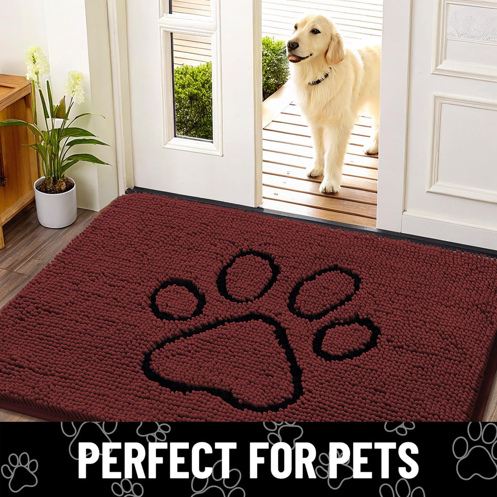 Smiry Dog Door Mat for Muddy Paws, Absorbent Non Slip Dirt Trapper, 30x20