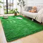Amearea Premium Soft Fluffy Rug Modern Shag Carpet, Fuzzy Shaggy Rugs for Bedroom Living Room Teen Apartment Decor, Comfortable Indoor Furry Dorm Carpets, Green 5x7.5 Feet