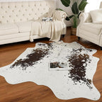 AROGAN White 8×10 Feet Faux Cow Print Rug Large - Cow Print Area Rug with No-Slip Backing, Large Animal Skin Rugs for Living Room, Offfice, Room Decor, Spots