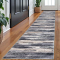 Lansny Modern Abstract Runner Rug 2x10, Grey Black Multi Washable Long Kitchen Runner Non-Slip Soft Hallway Rug Runner Thin Print Faux Wool Carpet for Entryway Bedroom Laundry Room Indoor Home Decor