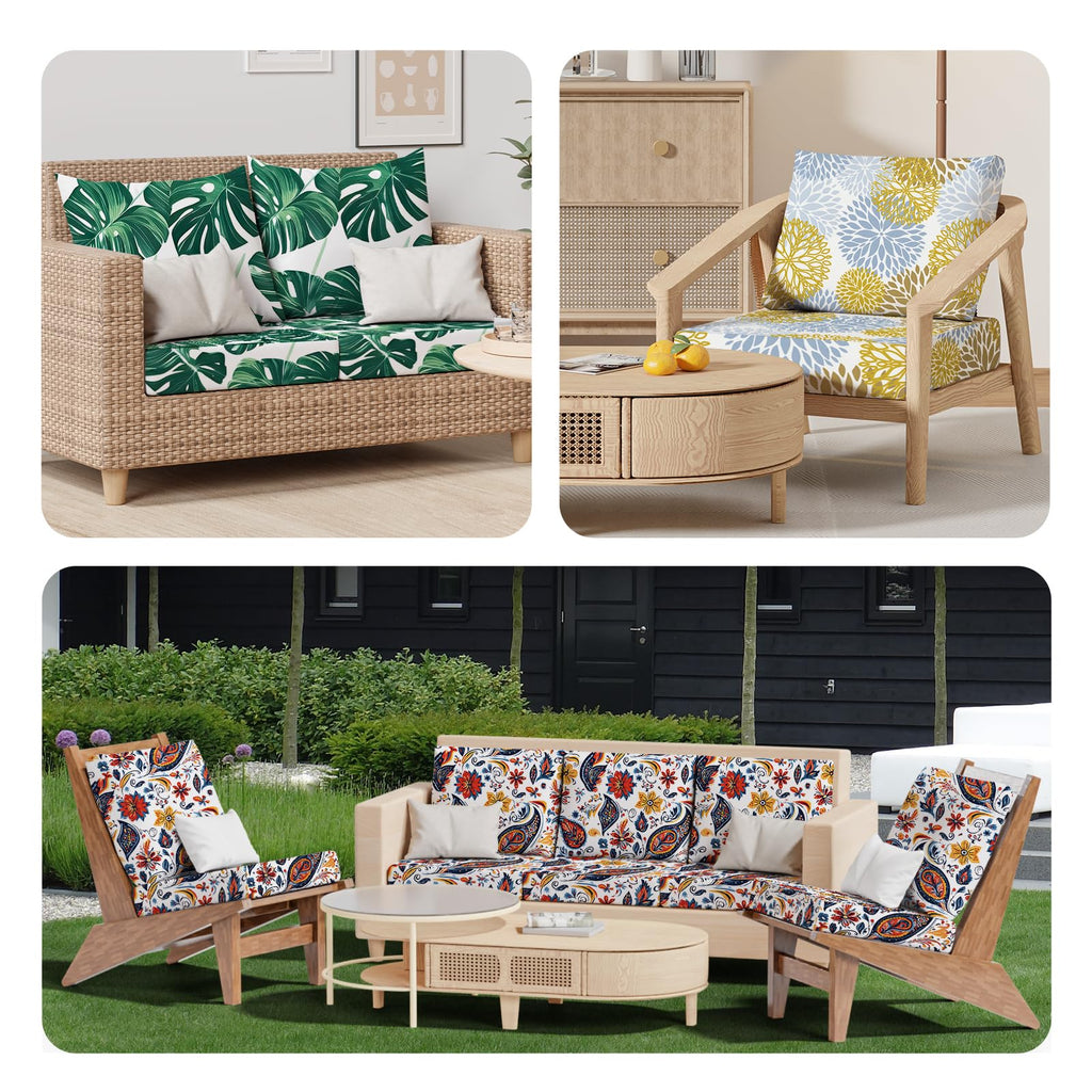 8Pcs Outdoor Cushion Covers, Stretch Patio Furniture Couch Chair Slipcovers