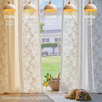 jinchan Evelyn Embroidered Linen Curtains 63 inch Floral Curtains for Living Room Bedroom Farmhouse Cottagecore Semi Sheer Light Filtering Window Drapes Rod Pocket Back Tab 2 Panels W50 x L63 Beige