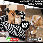 HANDONTIME Boho Couch Cover Blanket Geometric Striped Pet Covers for Couches and Sofas Black and White Dog Cover for Couch Pet Friendly Chenille Sectional Sofa Covers for Pets Washable, 71" X 118"