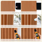 Guken Orange 100% Blackout Linen Curtains 84 Inch Length 2 Panels Set for Living Room Bedroom Back Tab Thermal Insulated Black Out Drapes Room Darkening Farmhouse Window Curtains 84 Inches Long