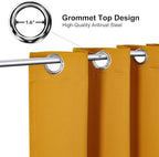 ChrisDowa Grommet Room Darkening Curtains for Bedroom and Living Room - 2 Panels Set Thermal Insulated Blackout Curtains (Mustard Yellow, 52W x 84L)