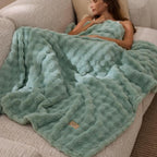 Bedsure 3D Fleece Bubble Blanket for Couch - GentleSoft Green Twin Blanket for Sofa Bed Room Decor - Luxury Soft Cozy Gifts for Kids, Lightweight, All Seasons, Sage Green, 60"×80"