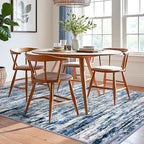 Lansny Modern Abstract 6x9 Machine Washable Living Room Rug Non-Slip Soft Bedroom Area Rug Grey Blue White Thin Print Faux Wool Floor Carpet Throw Rugs for Nursery Playroom Dining Room Indoor