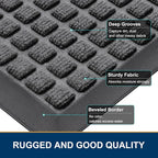 Smiry Front Door Mat Outside Entrance, Heavy Duty Natural Rubber Doormat, Non Slip, Trap Dirt and Moisture, Easy Clean, Low Profile Welcome Floor Mats for Indoor Outdoor Entry, 59x23 Inch, Grey