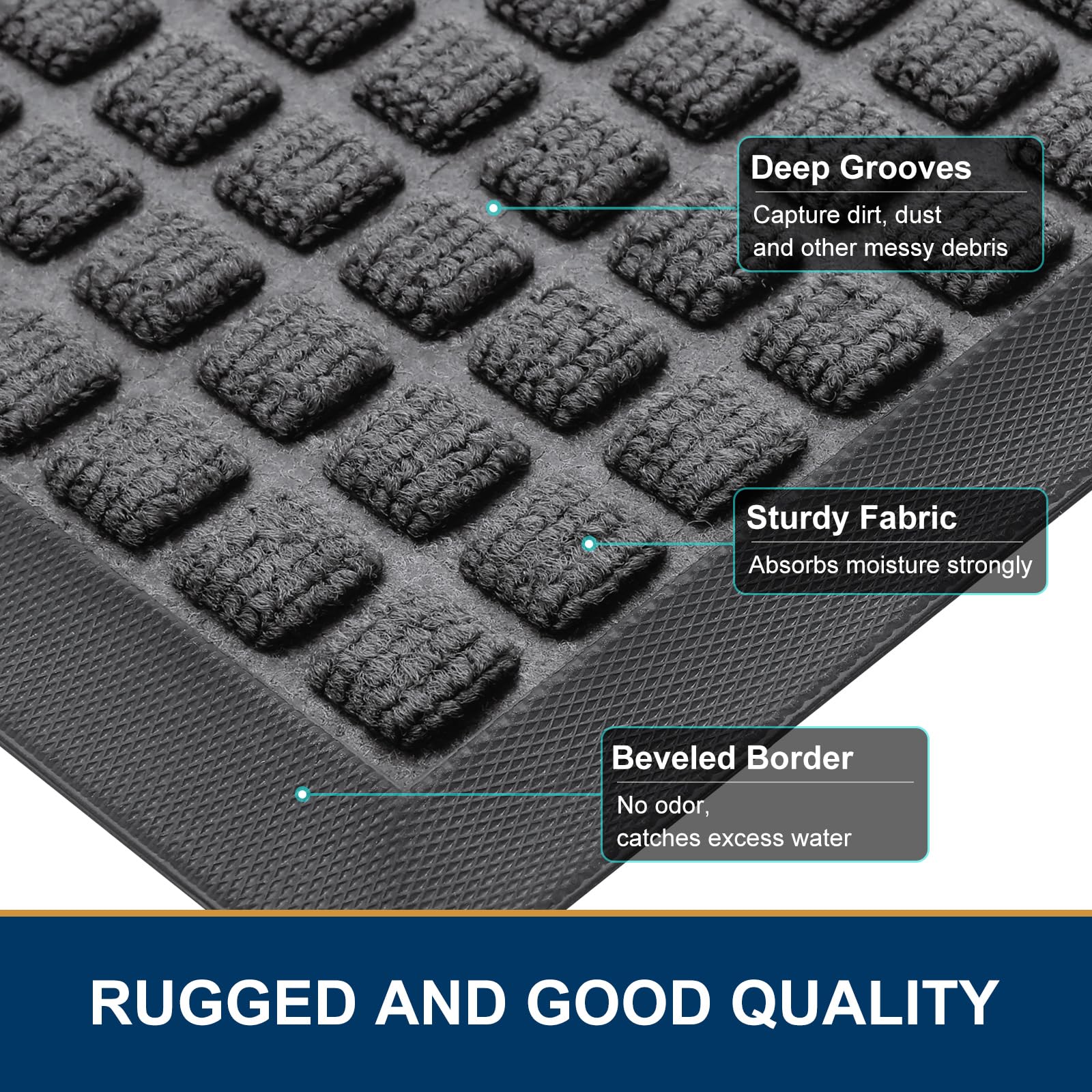 Smiry Front Door Mat Outside Entrance, Natural Rubber Doormat, 70x46.5 Inch