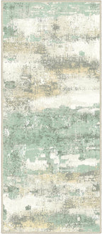 Runner Rug for Hallway Kitchen, 2'6"x6' Machine Washable Runners Rug for Entryway, Soft Modern Abstract Throw Rugs, Low Pile Floor Cover with Non Slip Backing, Light Green
