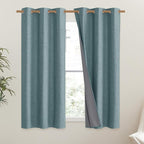 NICETOWN 100% Absolutely Blackout Linen Curtains with Thermal Insulated White Liner, Skylark Blue, 42" Wide, 63" Length Energy Saving Curtains for Small Window 2 Panels Set, Vertical Blinds