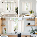 BGment Short Linen Curtains 40 Inch Length for Kitchen Windows - Rod Pocket Natural Drapes Light Filtering for Cafe Over Sink Decorative Sheer Lightweight Rustic, 2 Panels Set, 30 X 40 Inch