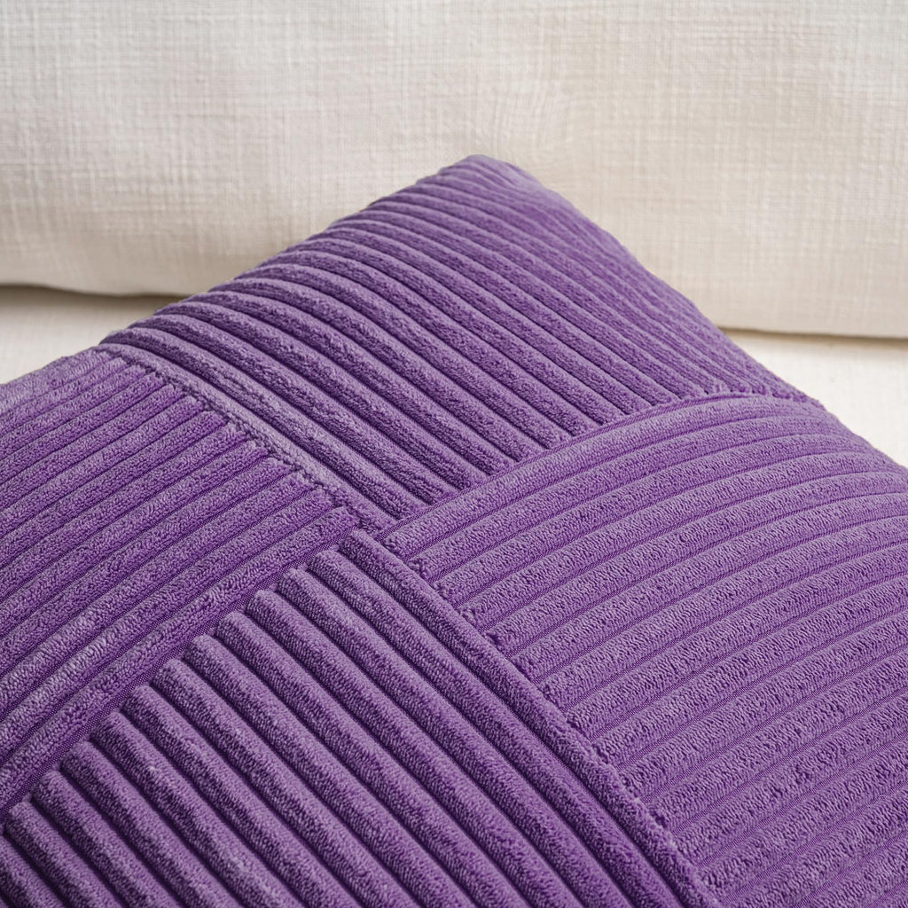 Fancy Homi 2 Packs Purple Long Lumbar Decorative Throw Pillow Covers 16x24 Inch for Living Room Couch Bed, Farmhouse Boho Home Decor, Soft Striped Corduroy Rectangle Accent Cushion Case 40x60 cm
