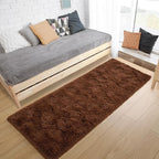 Tepook Soft Runner Rugs for Bedroom 2x6 ft with Rubber Backing, Brown Fluffy Rugs for Living Room, Shag Bedside Rug Fuzzy Plush Carpet for Room, Area Rug for Dorm Nursery Hallway Indoor Home Decor