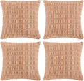 Fancy Homi 4 Packs Peach Decorative Throw Pillow Covers 24x24 Inch for Living Room Couch Bed, Rustic Modern Farmhouse Boho Home Decor, Soft Plush Corduroy Cute Square Accent Cushion Case 60x60 cm
