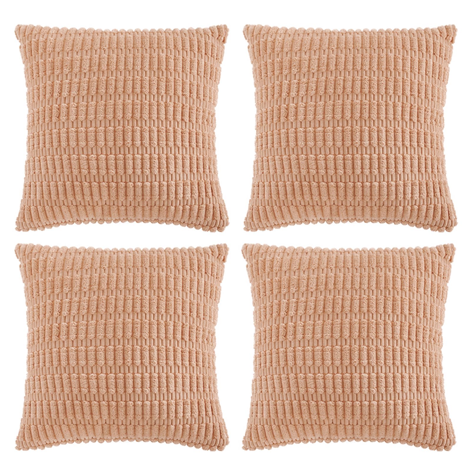Fancy Homi 4 Packs Decorative Throw Pillow Covers for Living Room Couch Bed, Modern Farmhouse Boho Home Décor Accent Cushion Case, 18" x 18", Peach