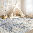 UERMEI 6x9 Area Rug Living Room Rugs Thickened - Washable Neutral Modern Abstract Soft Rug Indoor Floor No Slip Rug Carpet for Bedroom Under Dining Table Home Office Decor - Denim Blue