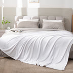 BEDELITE Fleece Blanket Soft Plush King Size Bed Blanket White 108"x90"