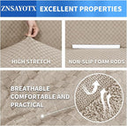 ZNSAYOTX 1 Piece Jacquard Couch Covers for 3 Cushion Couch Living Room High Stretch Sofa Cover Pets Dogs Friendly Anti Slip Thickened Slipcovers Furniture Protector (Sofa, Khaki)