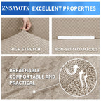 ZNSAYOTX 1 Piece Jacquard Couch Covers for 2 Cushion Couch High Stretch Loveseat Slipcover for Pets Dogs Anti Slip Love Seat Sofa Slipcover Furniture Protector (Loveseat, Khaki)