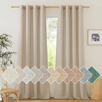NICETOWN Linen Angora Curtains for Living Room, Grommet Privacy Assured Semi Sheer with Light Filtering Thick Flax Linen Drapes for Bedroom Porch/Patio, W55 x L108, 2 Panels