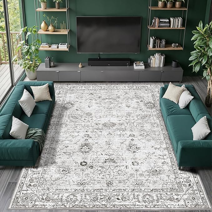 Babovid Grey Area Rug 6x9 for Living Room Bedroom