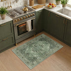 RELEANY Washable Area Rug, Small 2'x3', Green/Dark Green/Gray
