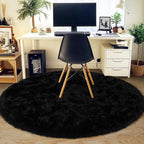 Quntue 5'x5' Cream Round Rugs for Girls Bedroom, Ultra Soft Fluffy Circle Rug for Kids Room, Cute Shag Rugs for Living Room Playroom Tent Castle Home Decor Rug