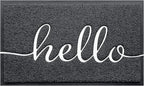 CozyBounty Door Mat Hello Mats Outdoor Indoor Non-Slip Doormat for Entryway Low-Profile Floor Mat for Yard, Garage, High Traffic Areas (32"x20", Black)