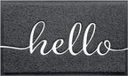 CozyBounty Door Mat Hello Mats Outdoor Indoor Non-Slip Doormat for Entryway Low-Profile Floor Mat for Yard, Garage, High Traffic Areas (30"x17.5", Black)