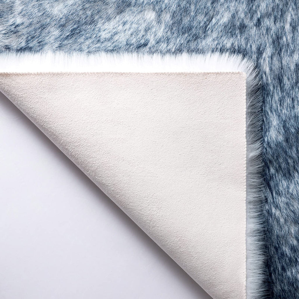 Ashler HOME DECO Soft Faux Fox Fur Rug Chair Couch Cover Area Rug for Bedroom Floor Sofa Living Room White Blue 2 x 2.8 ft