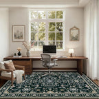 ExpediX 10x14 Area Rugs Living Room: Washable Vintage Rug for Bedroom Black
