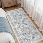 EISUROM 2x5 Washable Runner Rug: Vintage Medallion Kitchen Soft Rugs Gray