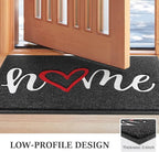 BeneathYourFeet Door Mat, Welcome Mat Low Profile Floor Mat Front Doormat Indoor and Outdoor Doormat Non Slip Rugs for Entryway, Patio, High Traffic Areas (30"x17.5", Black-Home)