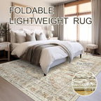 Soalmost 9x12 Area Rugs for Living Room Washable Rug Non-Slip Brown/Pink