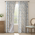 jinchan Lined Linen Floral Curtains for Living Room, 96 Inch Length Printed Flower Farmhouse Patterned French Country Back Tab Blue Window Drapes Set Privacy Bedroom Curtains, 2 Panels