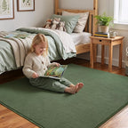 Amearea 4x4 Square Area Rugs for Bedroom Living Room, Sage Green Thickened Memory Foam Rug, Fluffy Indoor Washable Rug Non Slip Minimalist Carpet for Entryway Kids Boys Girls Dorm Nursery Room Decor