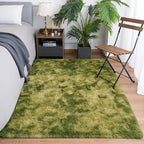 Goideal Fluffy Rug for Bedroom Living Room, 5x7 Green Area Rugs, Faux Fur Shag Modern Carpet Ultra Soft Girls Boys Room Home Decor, Tie-Dyed