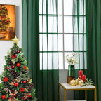 SpaceDresser Sheer Voile Window Treatment Rod Pocket Curtain Panels for Kitchen Bedroom Living Room Drapes Sunlight Filtering Privacy Semi Home Decor Assorted Colors Sizes (Foliage Green, 52 W x 54 L)