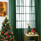SpaceDresser Basic Rod Pocket Sheer Voile Window Curtain Panels White 1 Pair 2 Panels 60 Width 96 Inch Long for Kitchen Bedroom Children Living Room Yard(Foliage Green,60 W x 96 L)